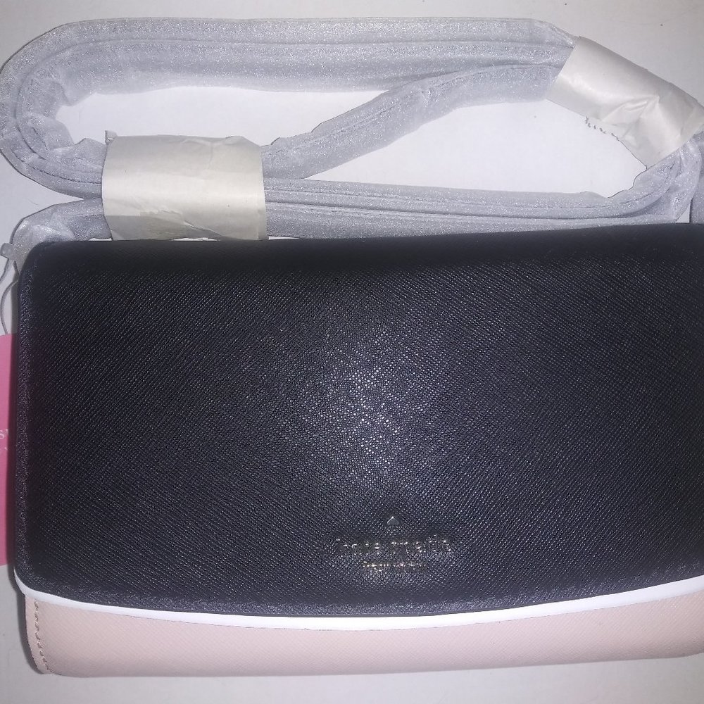 Kate Spade Addison Laurel Way Greer Black & Warm Vellum Pink Crossbody NWT